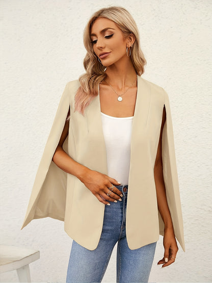 Blazer Feminino Bege Leve – Casual & Elegante com Mangas Fendas, Sem Fecho