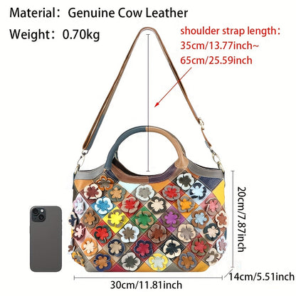 Royal Bagger Top Handle Satchel – Bolsa Feminina de Couro Genuíno com Estampa Xadrez, Top Handle e Grande Capacidade