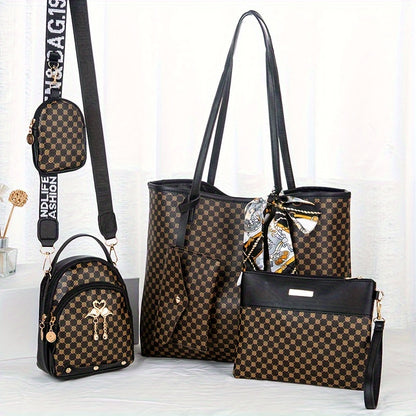 Kit 4 Bolsas Femininas Vintage – Tote, Crossbody & Shoulder com Charme Retrô