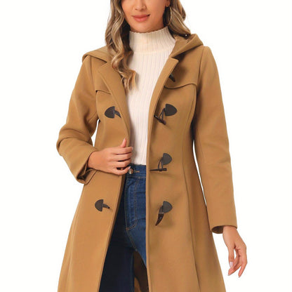Trench Coat Duplo Botão Mid-Thigh com Capuz – Proteção & Estilo