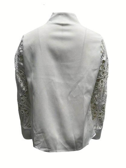 Blazer Versátil Renda-Contrast – Elegância Spring/Fall