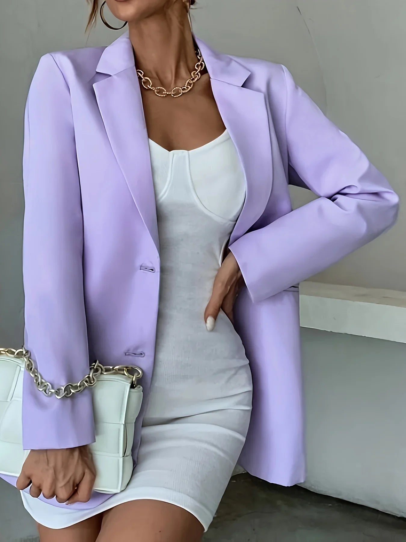 Blazer Single-Breasted Lapela Elegante – Office & Casual