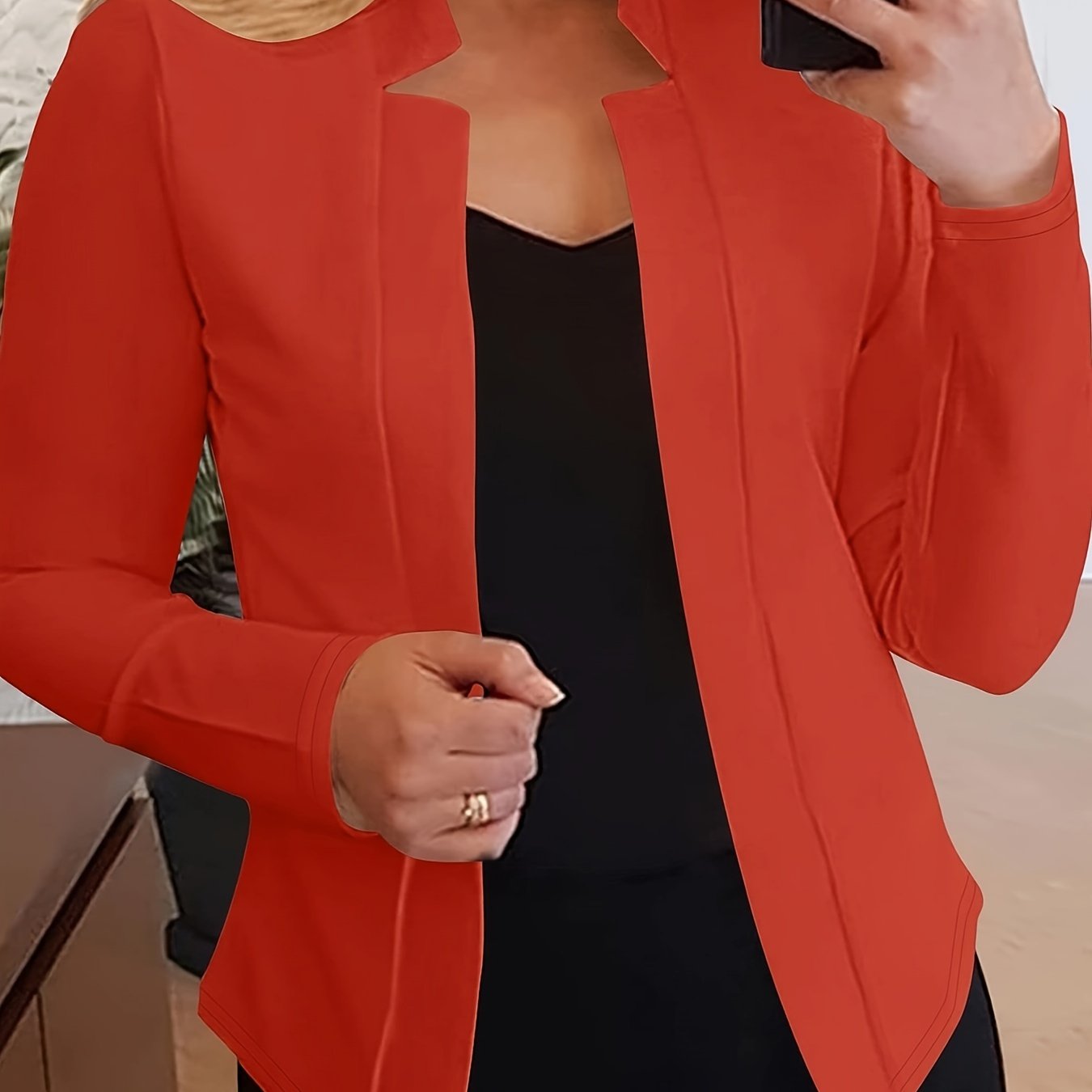 Blazer Feminino Slim Elegante – Manga Longa, Frente Aberta, Ideal para Escritório