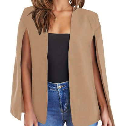 Blazer Feminino Bege Leve – Casual & Elegante com Mangas Fendas, Sem Fecho