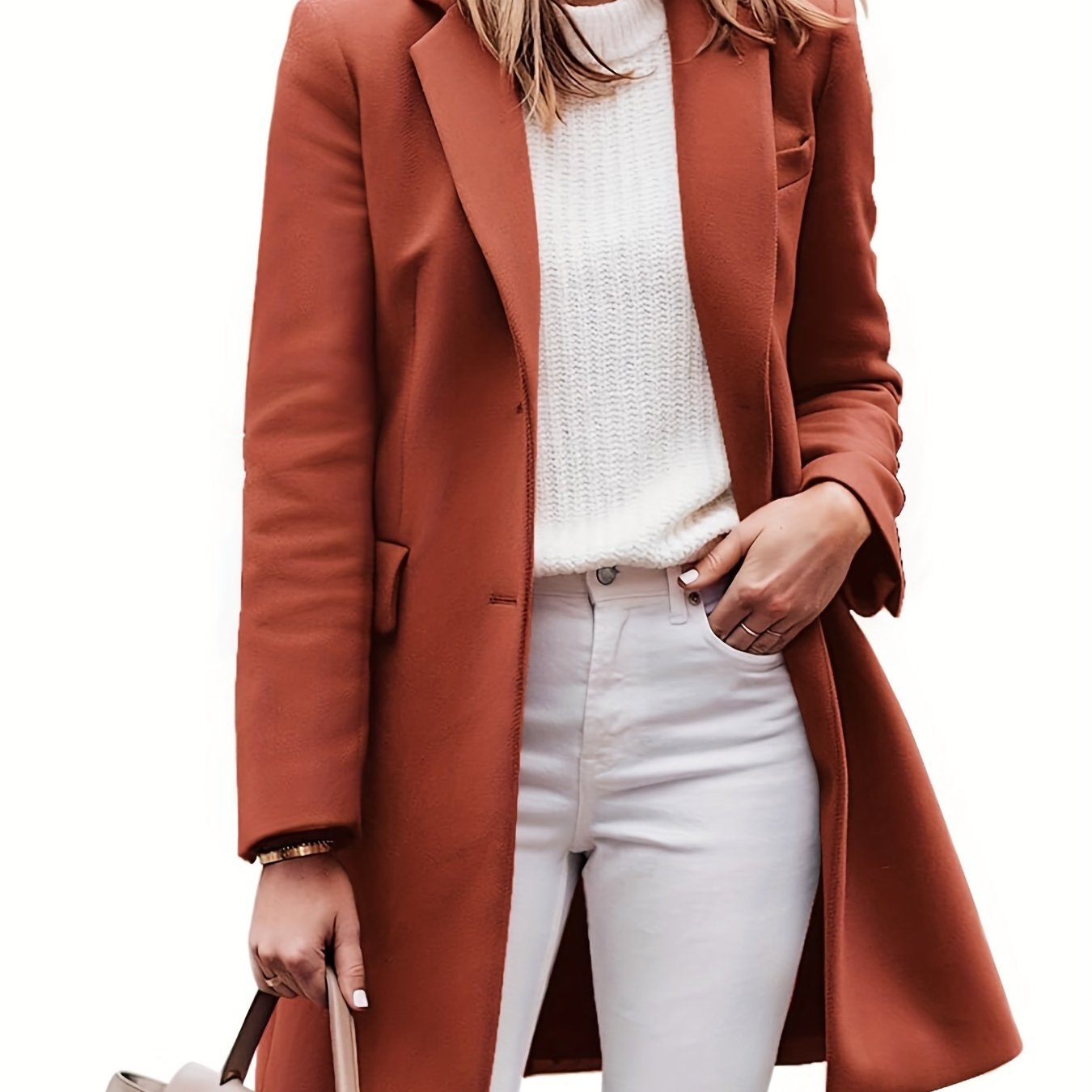 Sobretudo Wool-Blend Lapela – Elegância Inverno