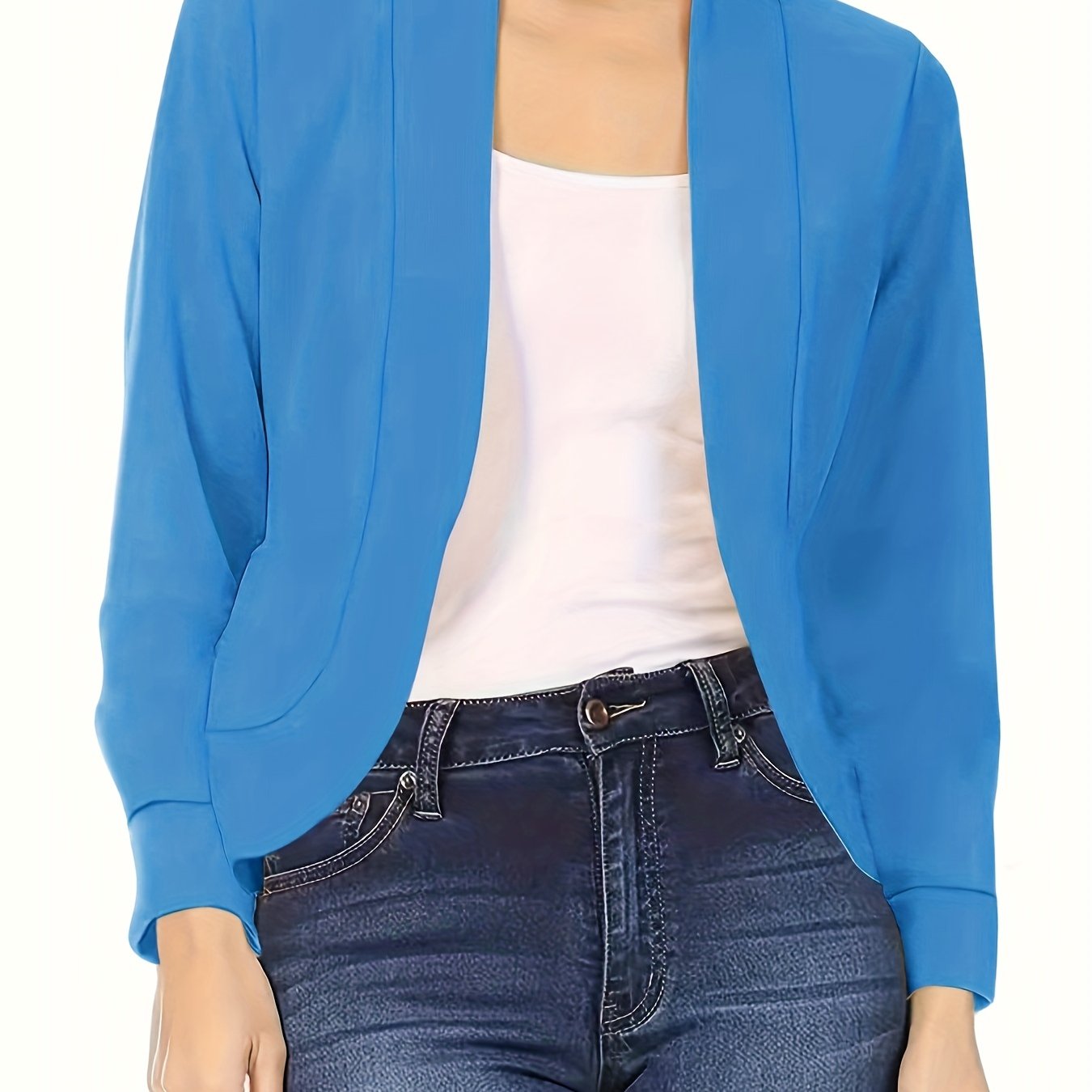 Blazer Feminino Gola Lapela – Manga Longa, Corte Aberto, Versátil Escritório/Casual