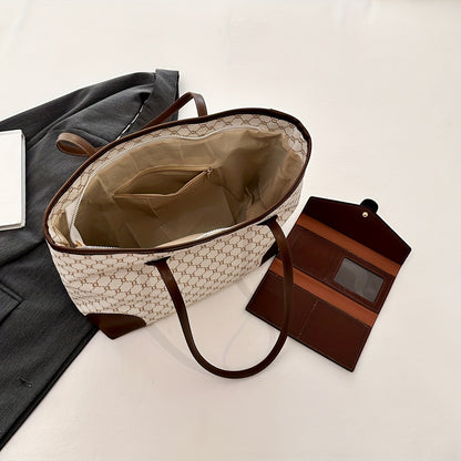 Bolsa Tote Feminina Texturizada com Carteira – Estilo Clássico e Elegância para o Dia a Dia