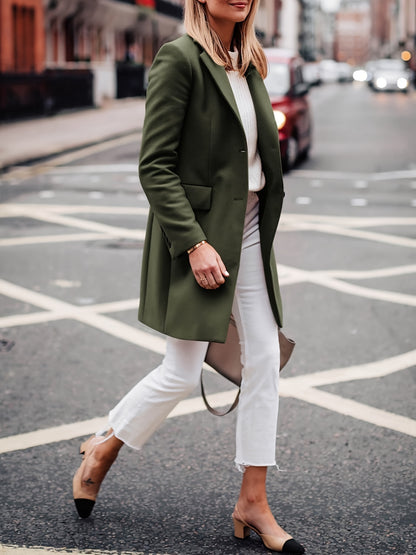 Sobretudo Wool-Blend Lapela – Elegância Inverno