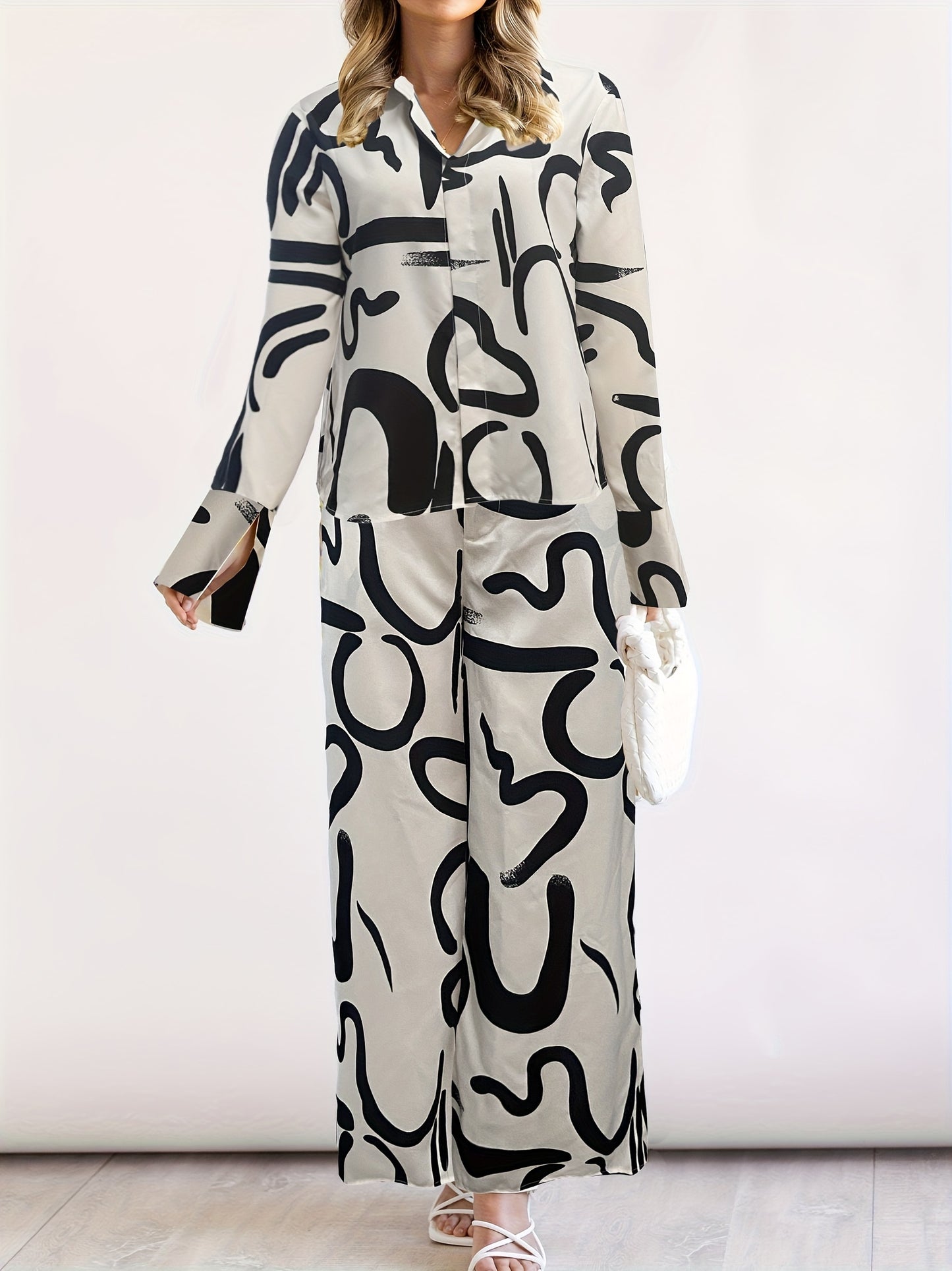 Conjunto Feminino Floral Blusa + Calça Pantalona – Elegância Casual com Toque Romântico