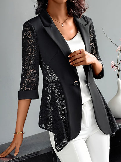Blazer Feminino de Renda Chic – Manga Longa, Estação Primavera/Outono