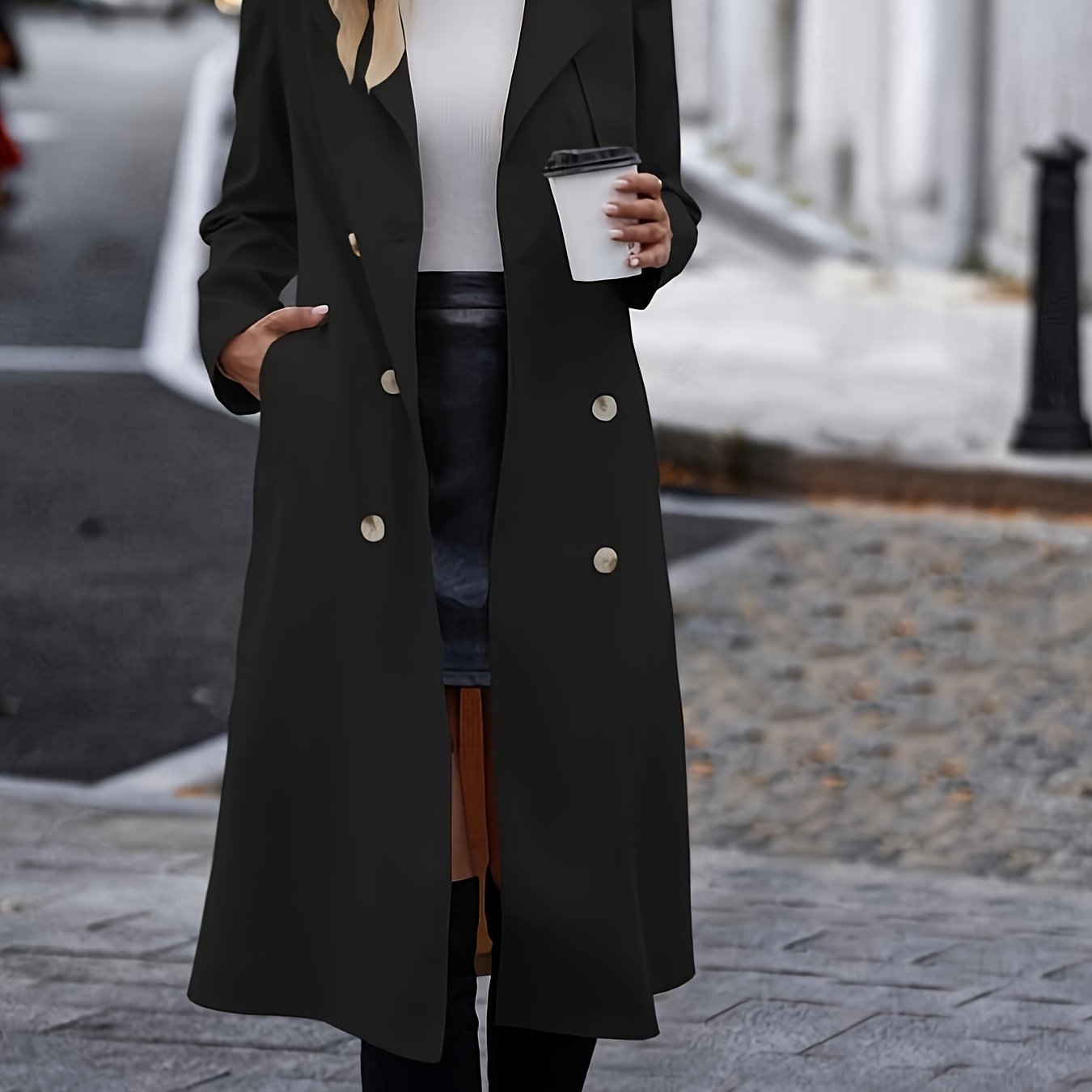 Trench Coat Duplo Botão Belted – Elegância Outono/Inverno