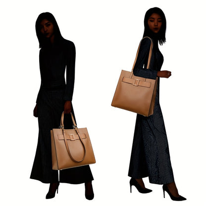 Bolsa Tote Feminina de Couro Genuíno – Alta Capacidade & Design Sofisticado para Dia e Trabalho