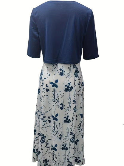 Conjunto Feminino Estampa Floral – Crop Top V-Neck + Saia/Midi Knit Conforto Primavera/Verão