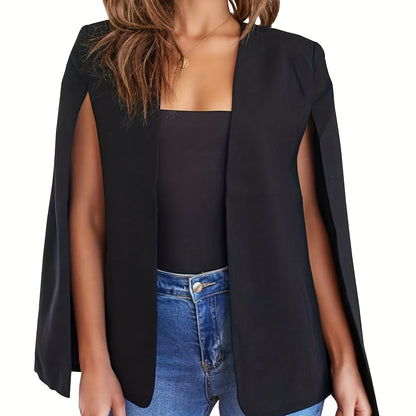 Blazer Feminino Bege Leve – Casual & Elegante com Mangas Fendas, Sem Fecho