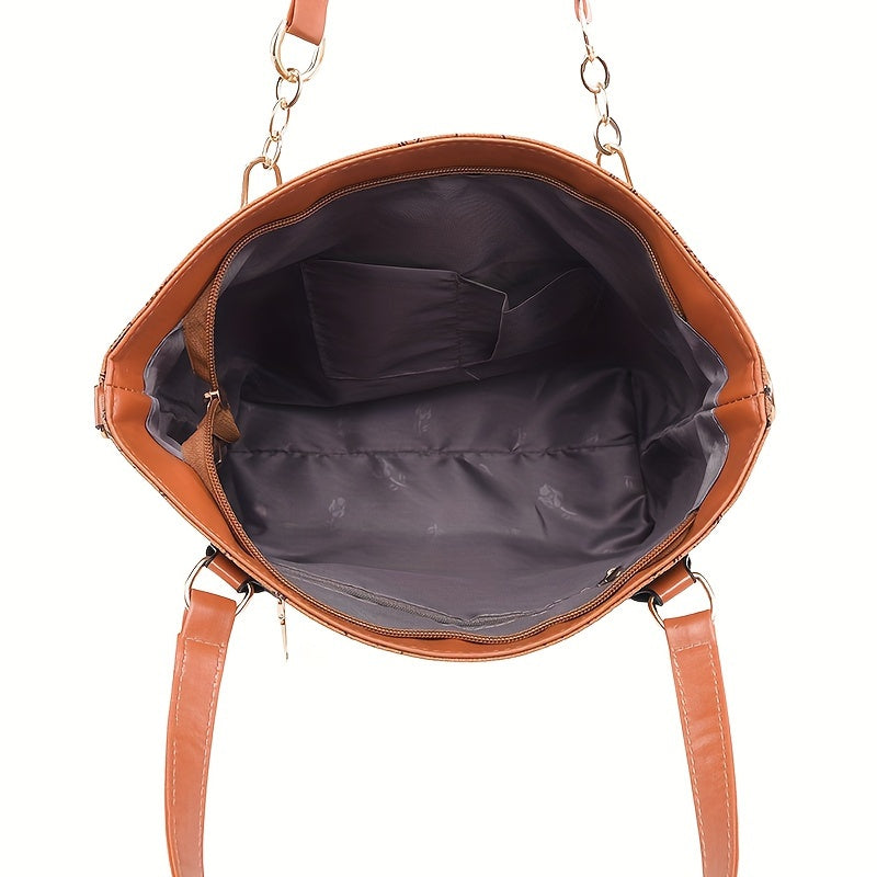 Kit Bolsas Femininas Letter Print – Tote & Crossbody Versátil para Dia e Viagem