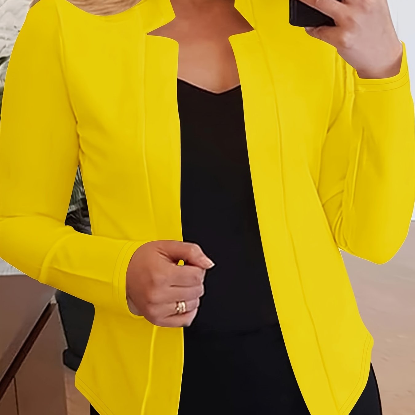 Blazer Feminino Slim Elegante – Manga Longa, Frente Aberta, Ideal para Escritório