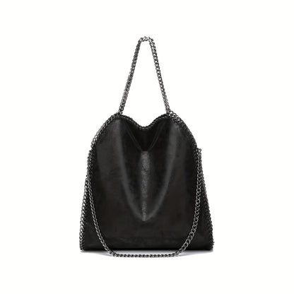 Bolsa Feminina Top Handle & Crossbody – Tote Espaçosa em Preto com Corrente