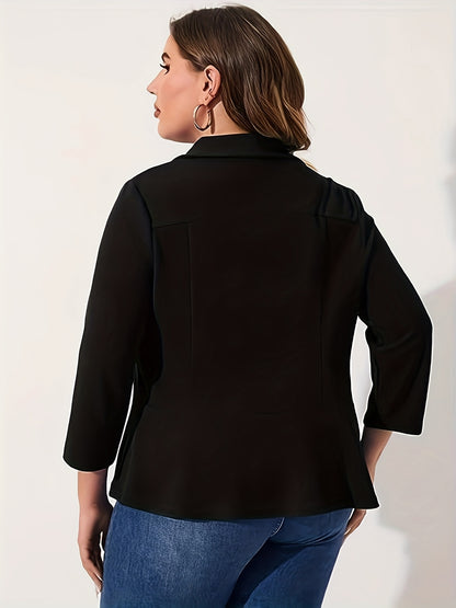 Blazer Feminino Plus Size – Manga ¾, Gola Lapela, Uso Profissional