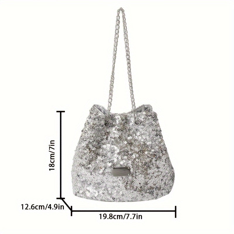 Bolsa Feminina Bucket Lantejoulas – Brilho & Textura para Looks Festa Dia & Noite