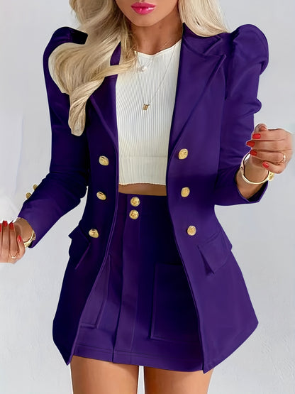 Conjunto Feminino Blazer e Saia Branca – Lapela Clássica, Manga Longa, Cintura Alta, Perfeito para Outono/Inverno