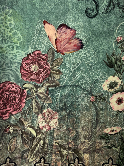 Conjunto Feminino Vintage Floral – Camisa Gola V + Calça com Cós Amarração