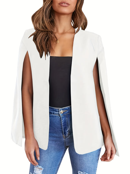 Blazer Feminino Bege Leve – Casual & Elegante com Mangas Fendas, Sem Fecho
