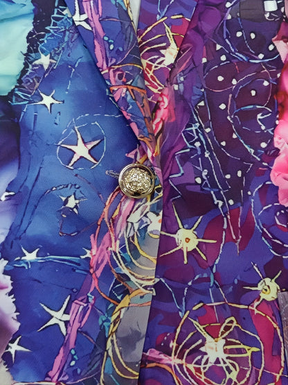 Blazer Feminino Letter Print – Corte Solto, Botão Único