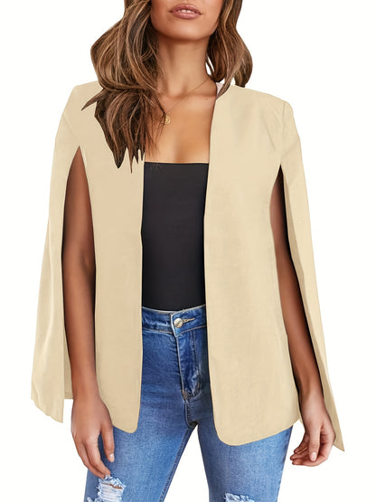Blazer Feminino Bege Leve – Casual & Elegante com Mangas Fendas, Sem Fecho
