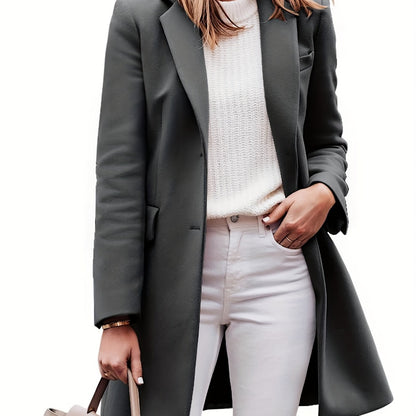 Sobretudo Wool-Blend Lapela – Elegância Inverno