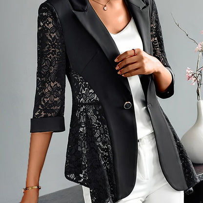 Blazer Feminino de Renda Chic – Manga Longa, Estação Primavera/Outono