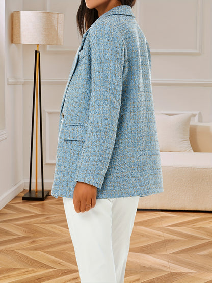 Blazer Feminino Botões Duplos – Gola Lapela, Manga Longa