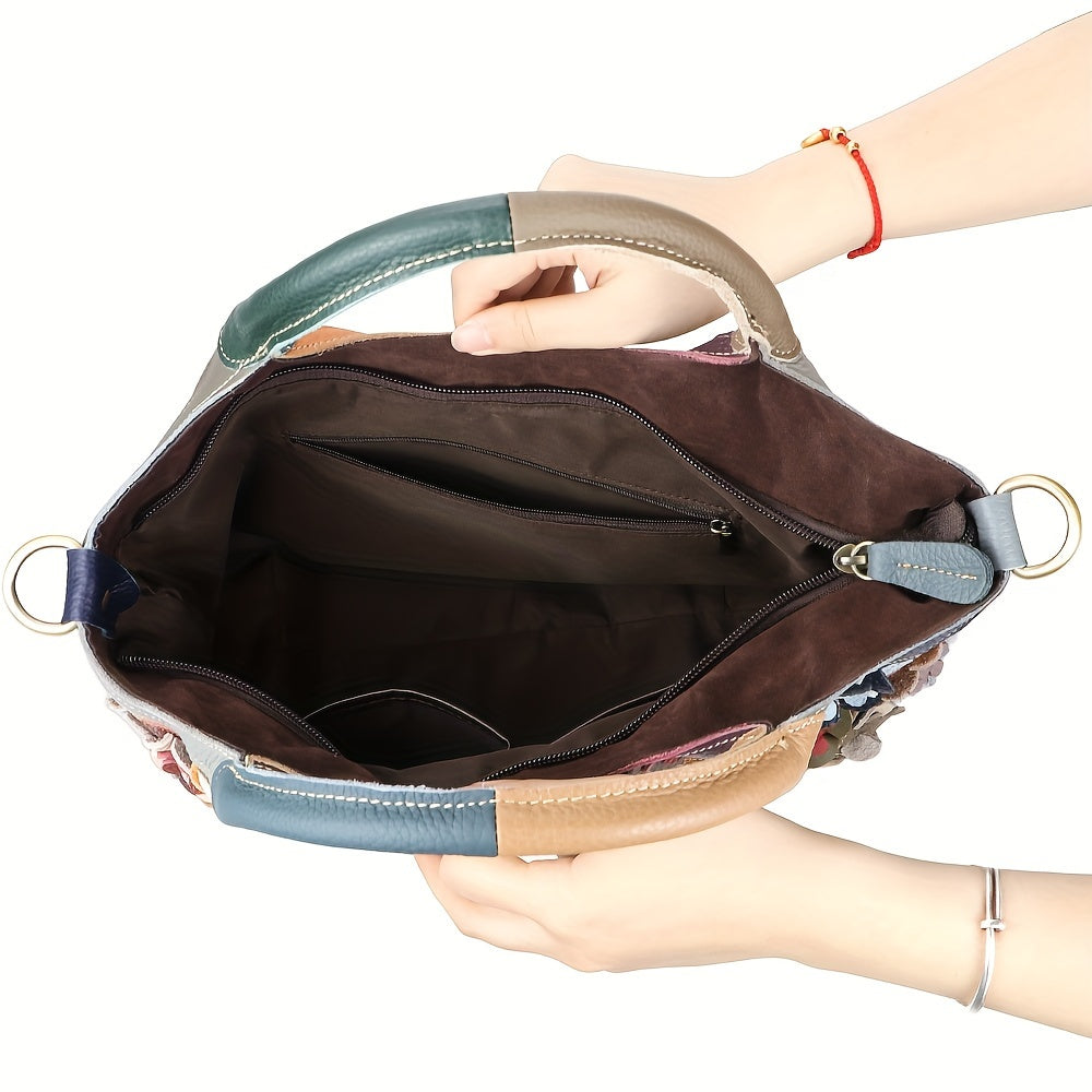 Royal Bagger Top Handle Satchel – Bolsa Feminina de Couro Genuíno com Estampa Xadrez, Top Handle e Grande Capacidade