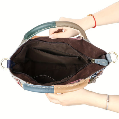 Royal Bagger Top Handle Satchel – Bolsa Feminina de Couro Genuíno com Estampa Xadrez, Top Handle e Grande Capacidade