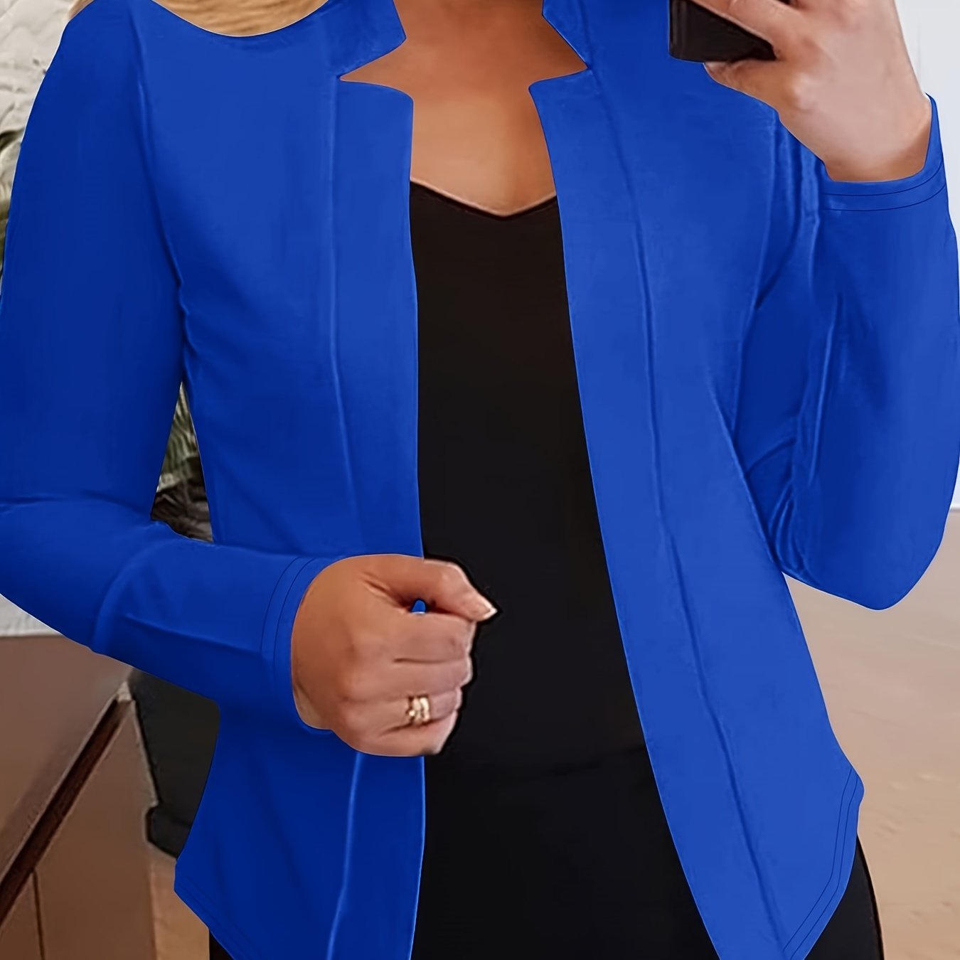 Blazer Feminino Slim Elegante – Manga Longa, Frente Aberta, Ideal para Escritório