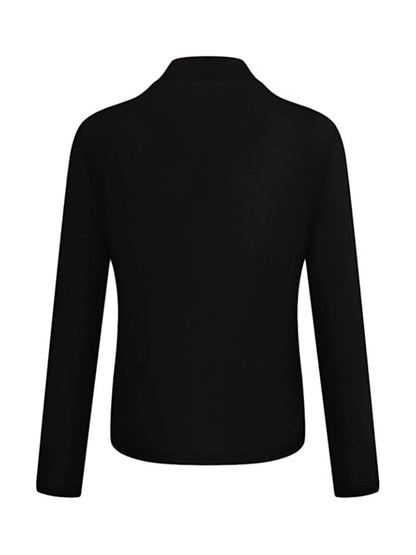 Blazer Feminino Casual Todas as Estações – Manga Longa, Gola Contrastante e Corte Aberto