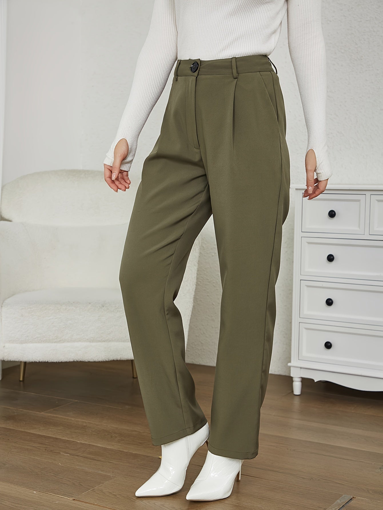 Conjunto Feminino Executivo 2 Peças – Blazer Single-Breasted + Calça Reta