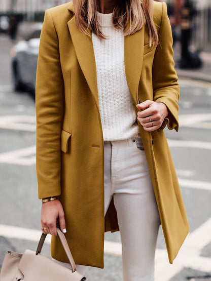 Sobretudo Wool-Blend Lapela – Elegância Inverno