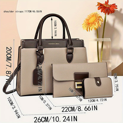 Kit 3 Bolsas Femininas Grande Capacidade – Tote, Handbag & Porta-Cartões Essencial