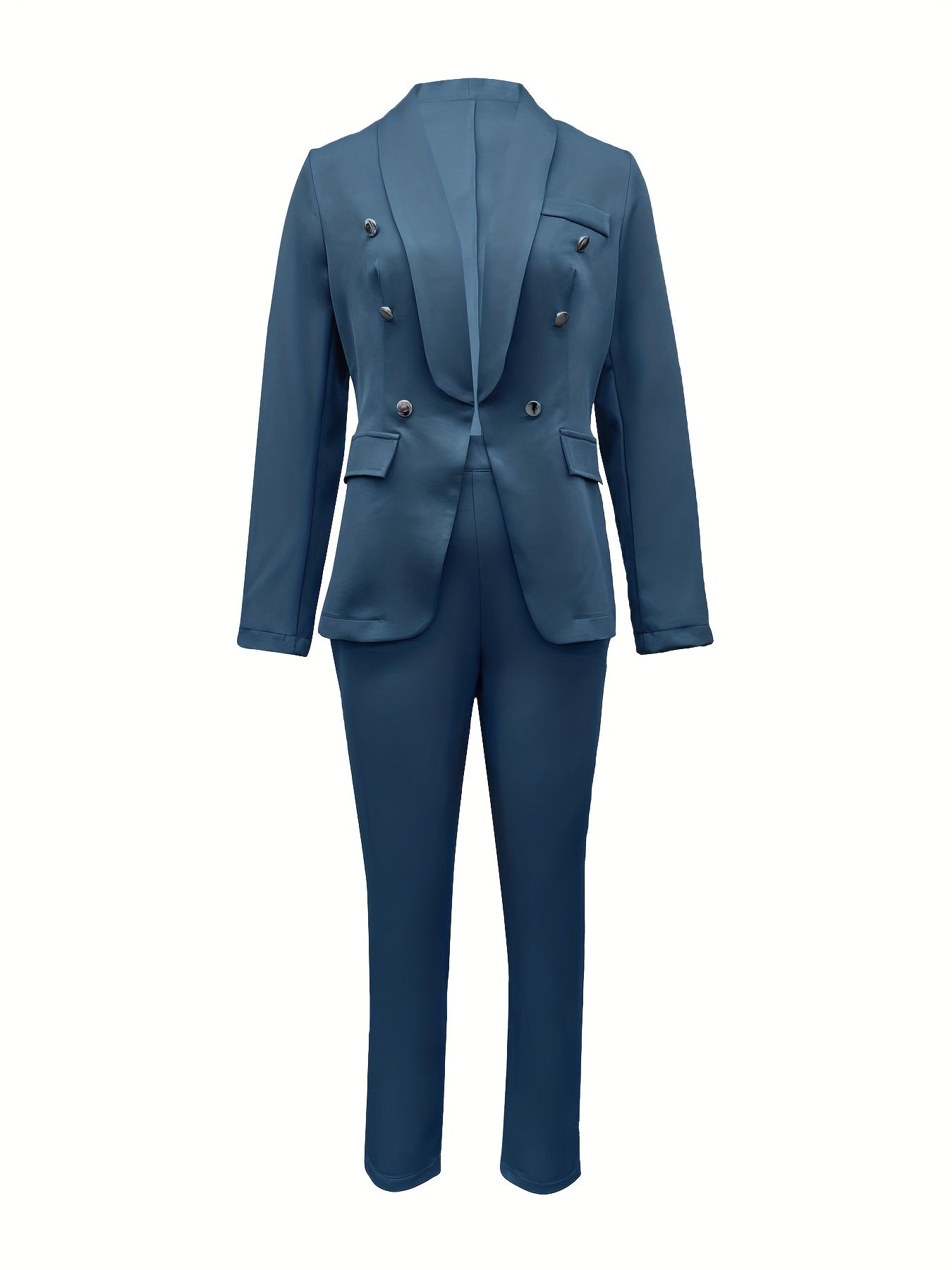 Conjunto Feminino Blazer Duplo + Calça Slim – Elegância para Trabalho & Evento