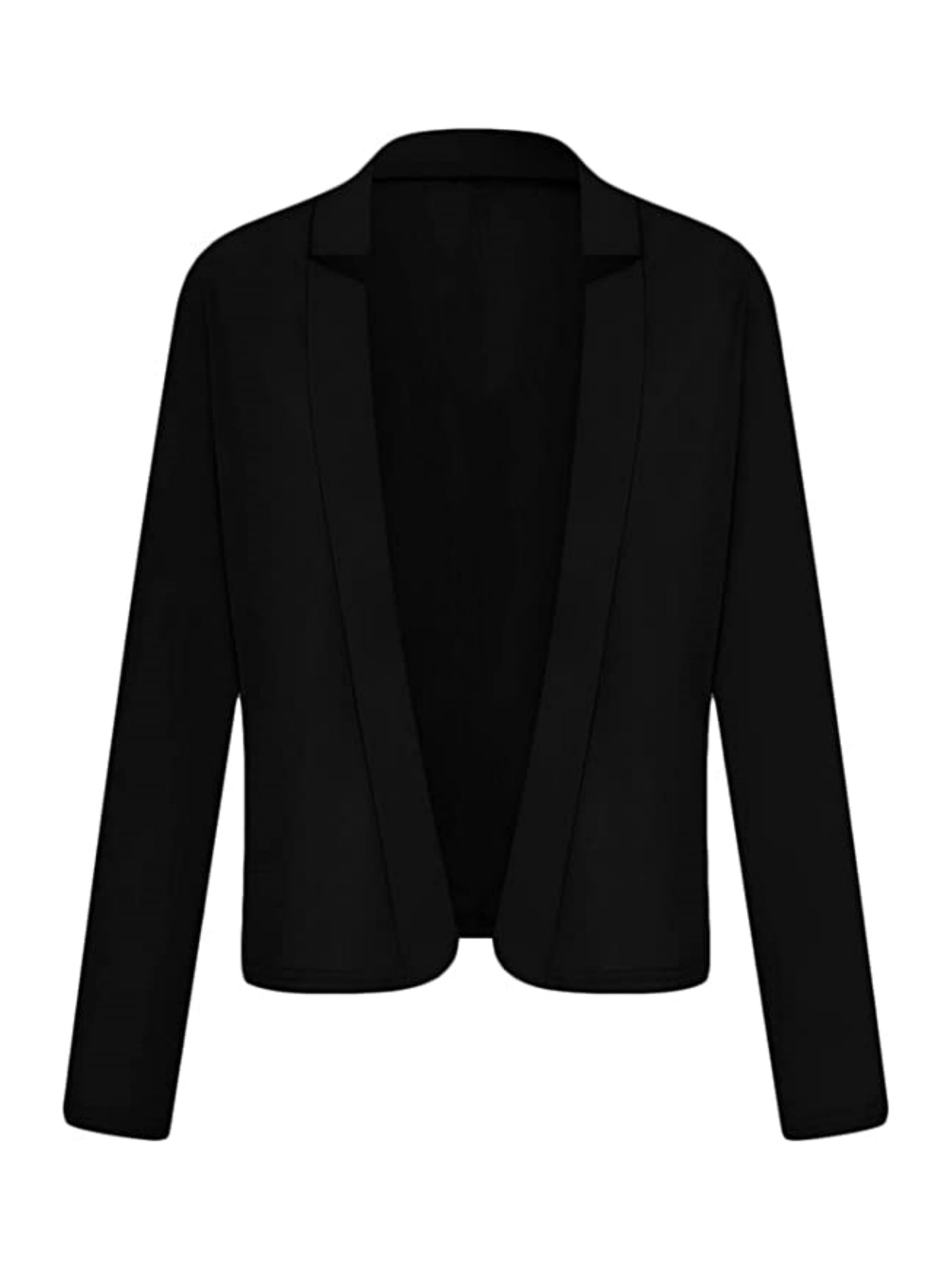 Blazer Feminino Casual Todas as Estações – Manga Longa, Gola Contrastante e Corte Aberto