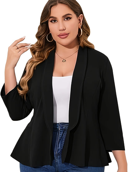 Blazer Feminino Plus Size – Manga ¾, Gola Lapela, Uso Profissional