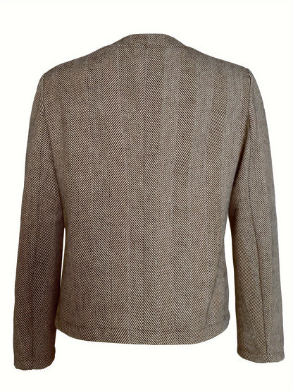 Blazer Feminino Gola Lapela – Corte Aberto, Manga Longa, Escritório & Casual