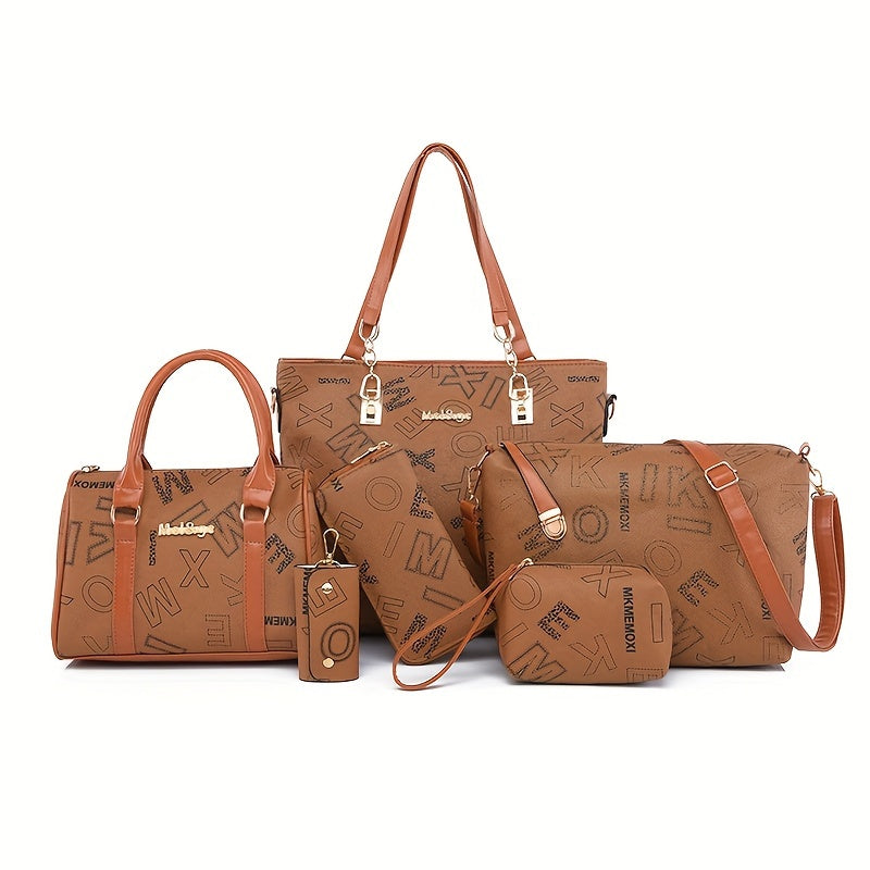 Kit Bolsas Femininas Letter Print – Tote & Crossbody Versátil para Dia e Viagem