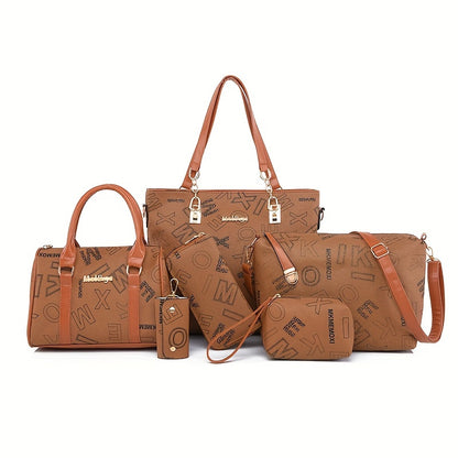 Kit Bolsas Femininas Letter Print – Tote & Crossbody Versátil para Dia e Viagem