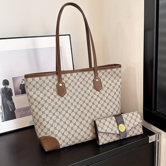Conjunto Feminino Tote Clássico + Carteira – Inspiração Retrô com Capacidade e Elegância
