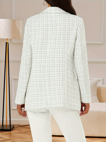 Blazer Feminino Botões Duplos – Gola Lapela, Manga Longa