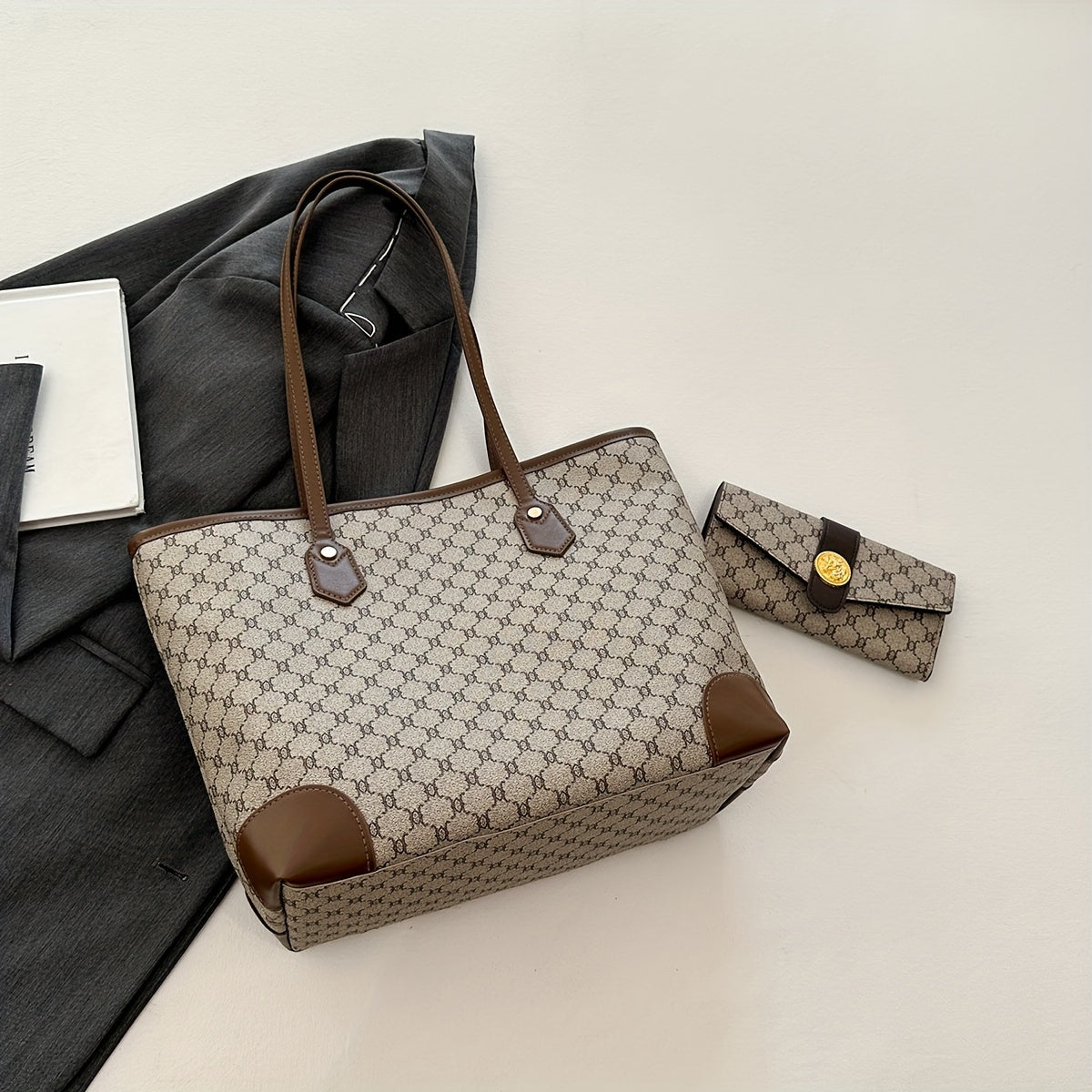 Conjunto Feminino Tote Clássico + Carteira – Inspiração Retrô com Capacidade e Elegância