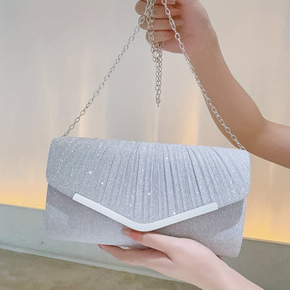 Clutch Feminina Brilho para Noite – Sparkling Evening Bag com Corrente Elegante