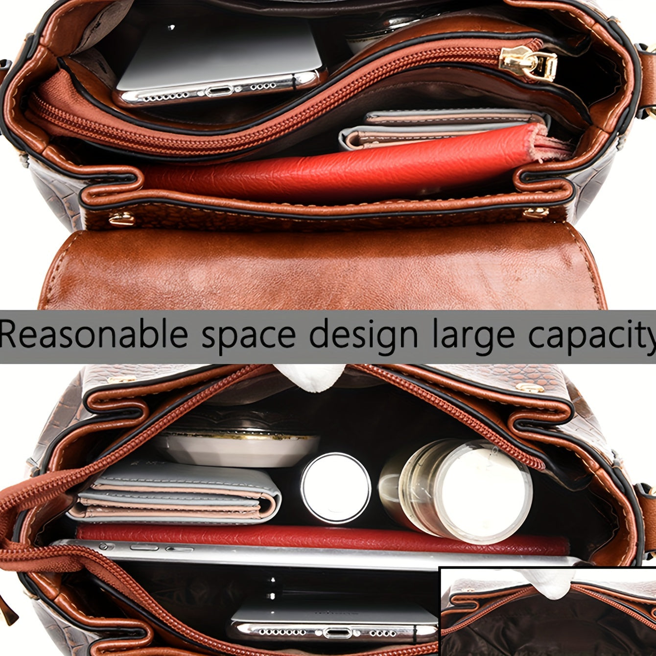 Bolsa Feminina Padrão Crocodilo – Ombro ou Transversal Vintage com Fecho Aba