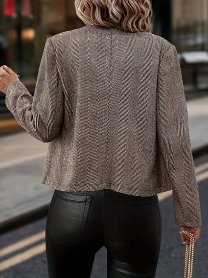 Blazer Feminino Gola Lapela – Corte Aberto, Manga Longa, Escritório & Casual